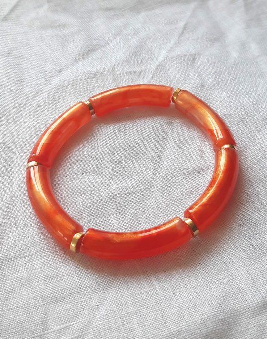 Bracelet élastique rouge/doré Maud