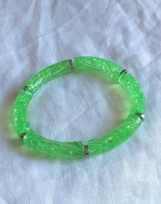 Bracelet élastique vert/argenté Maud