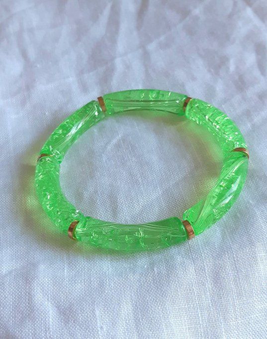 Bracelet élastique vert/doré Maud