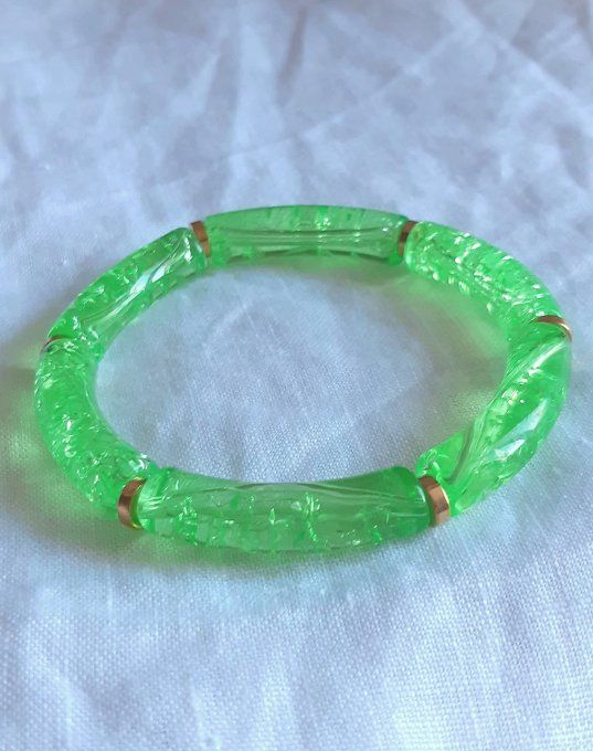 Bracelet élastique vert/doré Maud