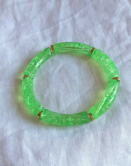 Bracelet élastique vert/doré Maud