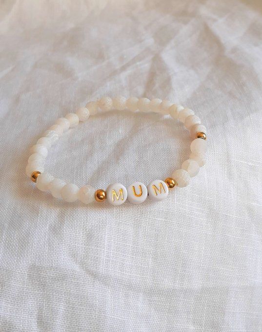 Bracelet élastique Agate blanche MUM