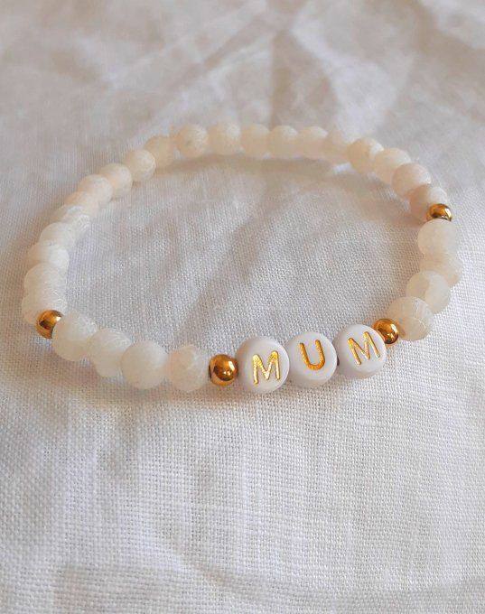 Bracelet élastique Agate blanche MUM