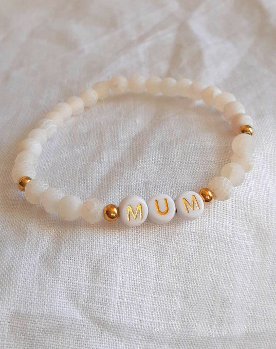 Bracelet élastique Agate blanche MUM