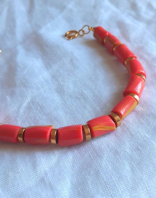 Bracelet Gaïa rouge/doré