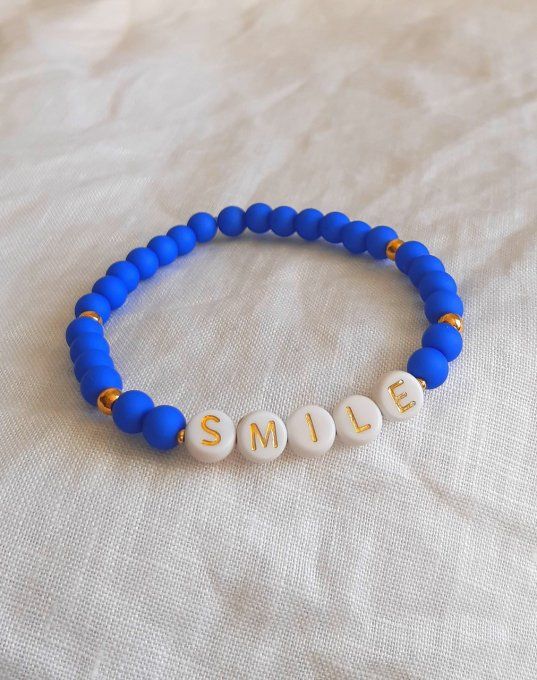 Bracelet élastique bleu SMILE