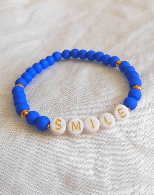 Bracelet élastique bleu SMILE