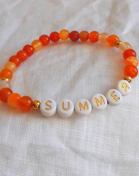 Bracelet élastique Agate orange SUMMER