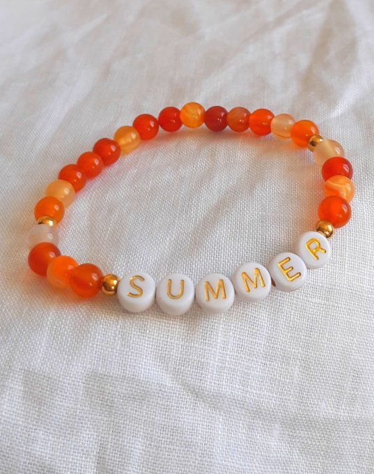 Bracelet élastique Agate orange SUMMER