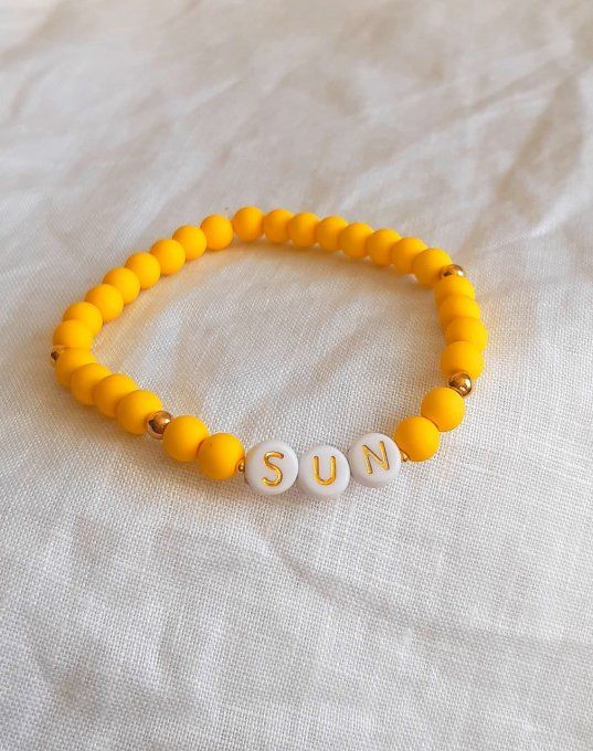 Bracelet élastique jaune SUN