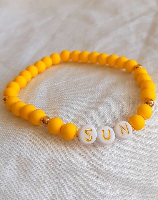 Bracelet élastique jaune SUN