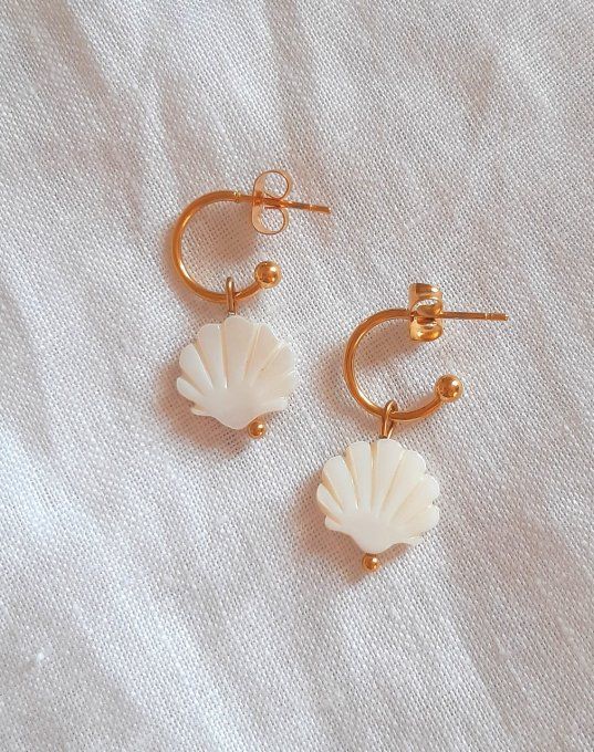 Charm coquillage nacre doré pour créoles 12mm