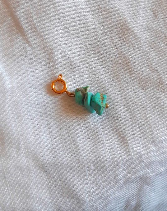 Charm acier doré pierres turquoise Rosa