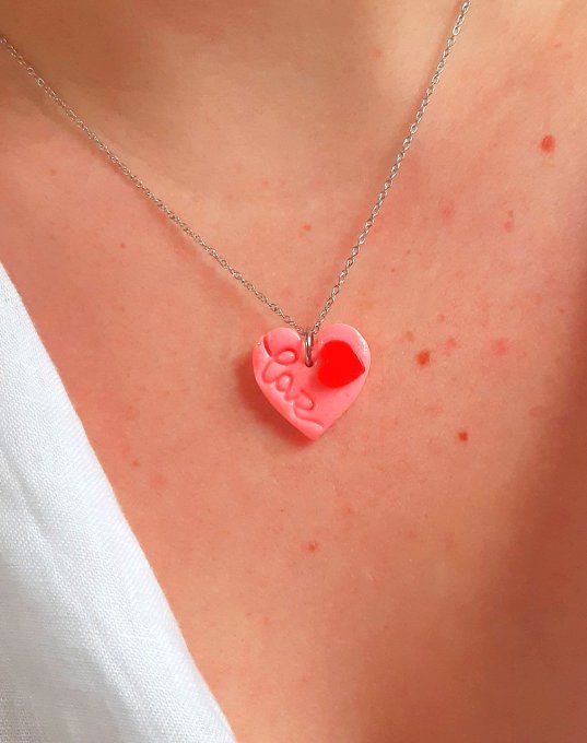 Collier en acier argenté Folie