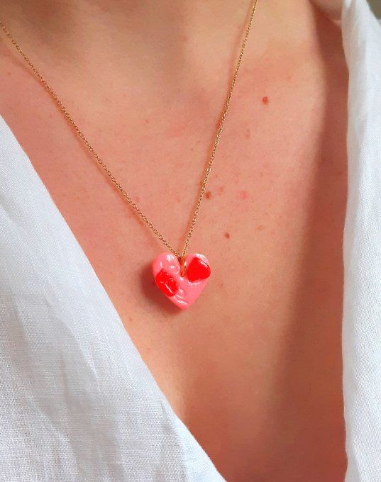 Collier en acier doré Folie