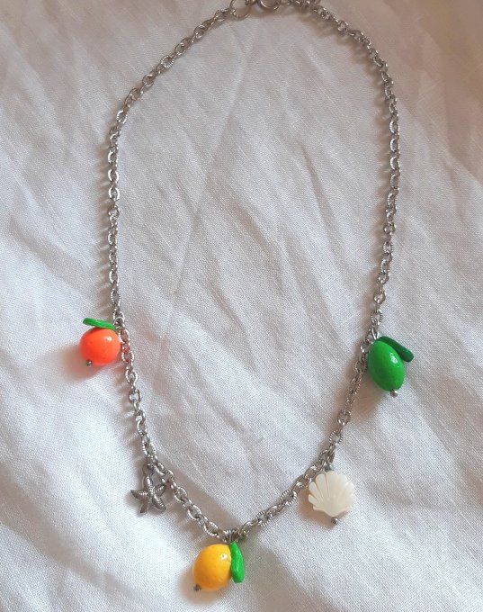Collier acier argenté Agrume 