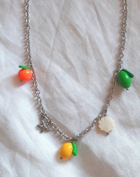 Collier acier argenté Agrume 