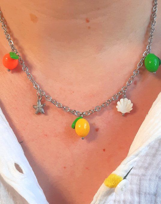 Collier acier argenté Agrume 