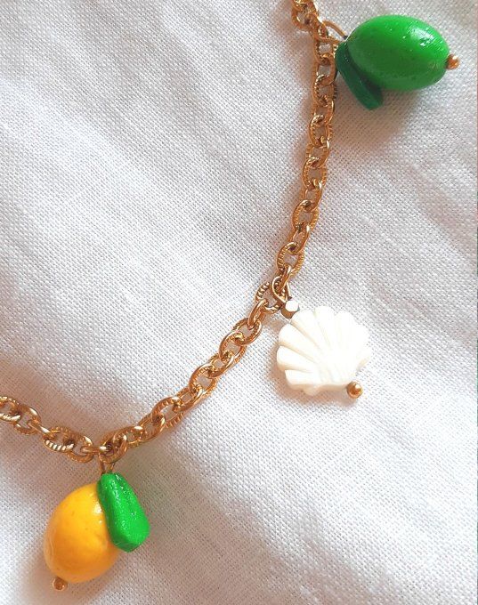 Collier acier doré Agrume
