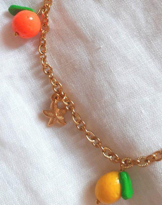 Collier acier doré Agrume
