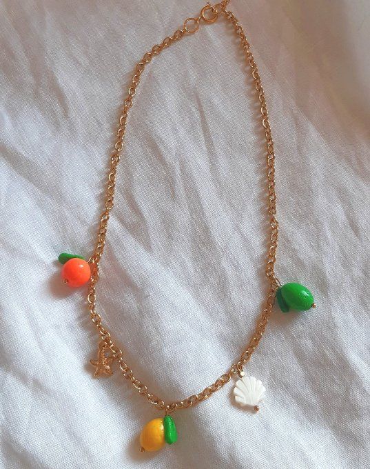 Collier acier doré Agrume