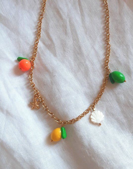 Collier acier doré Agrume