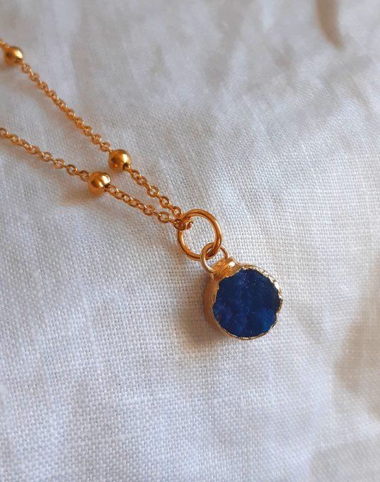 Collier acier doré bleu Alma 