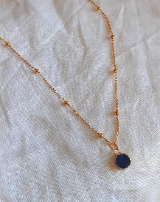 Collier acier doré bleu Alma 