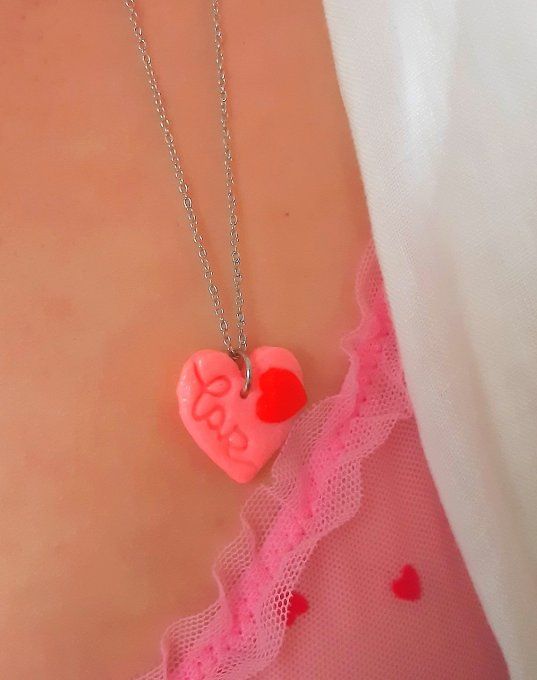 Collier en acier argenté Folie