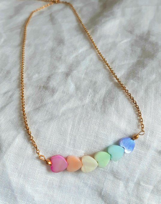 Collier doré en acier et nacre Aurore