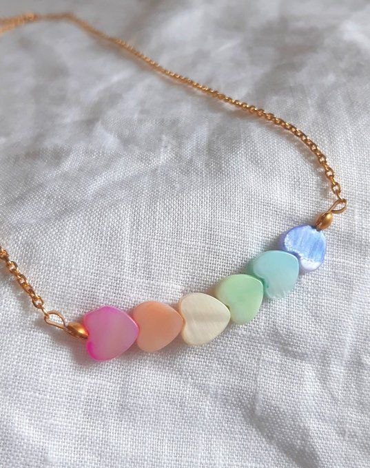 Collier doré en acier et nacre Aurore