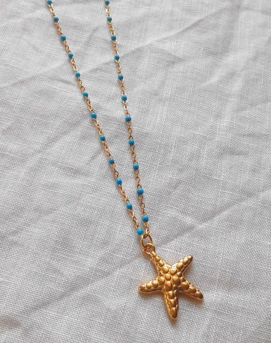 Collier acier doré Azur