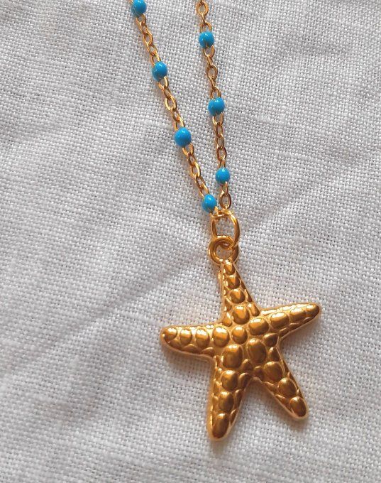 Collier acier doré Azur