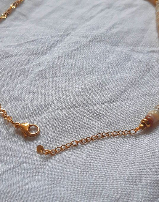 Collier acier doré et coquillage Mermaid