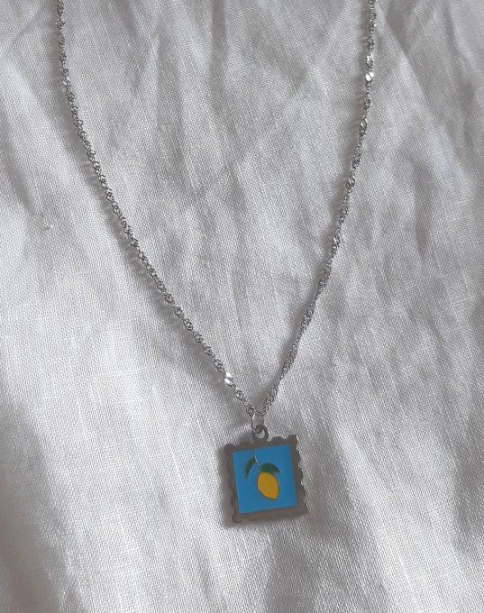 Collier acier argenté Citron