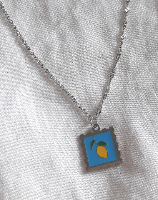 Collier acier argenté Citron