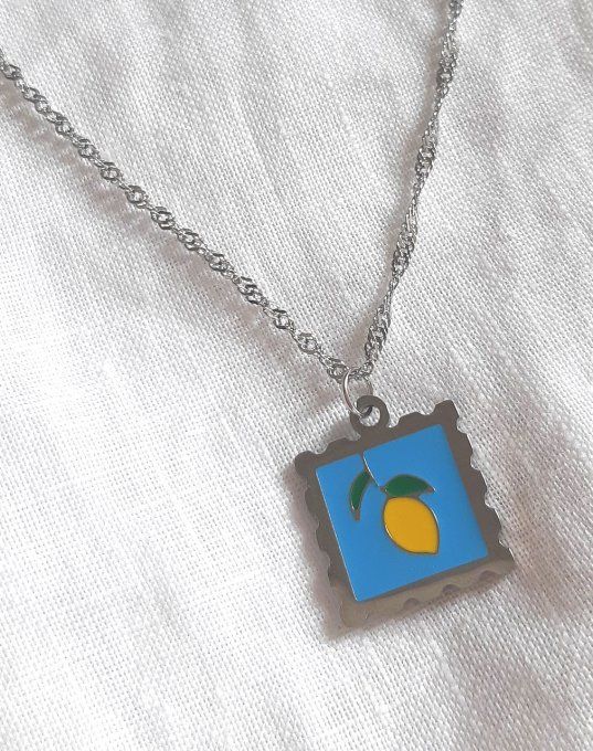 Collier acier argenté Citron