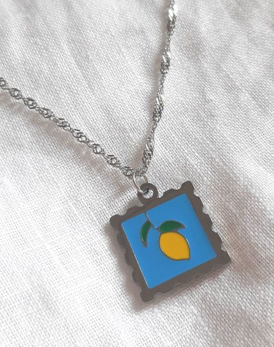 Collier acier argenté Citron