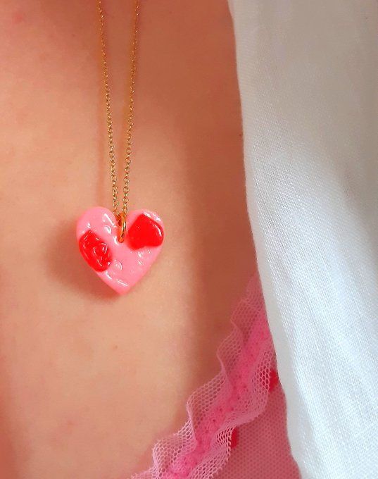 Collier en acier doré Folie