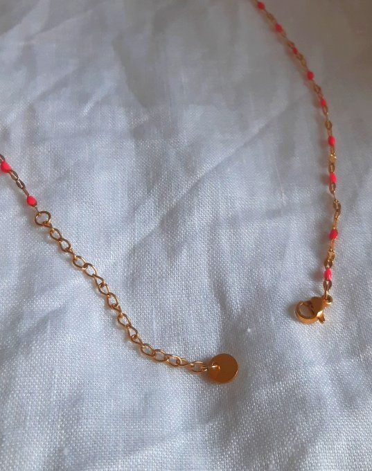 Collier en acier doré/rose Framboise