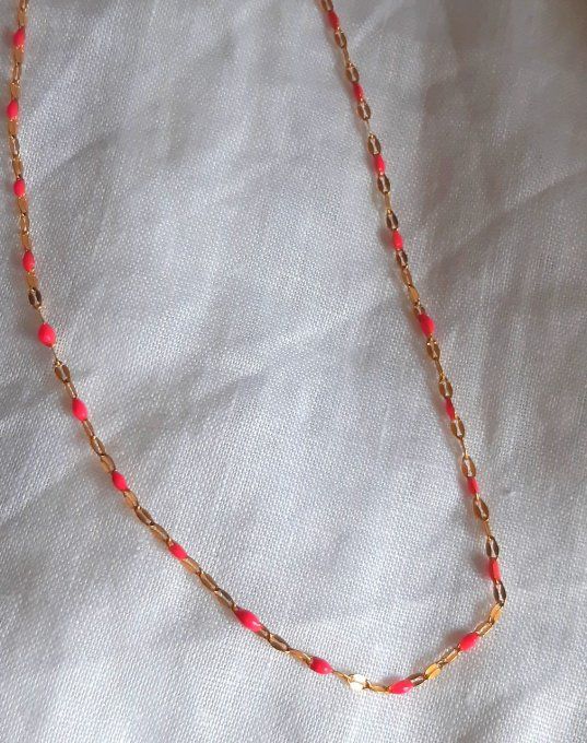 Collier en acier doré/rose Framboise