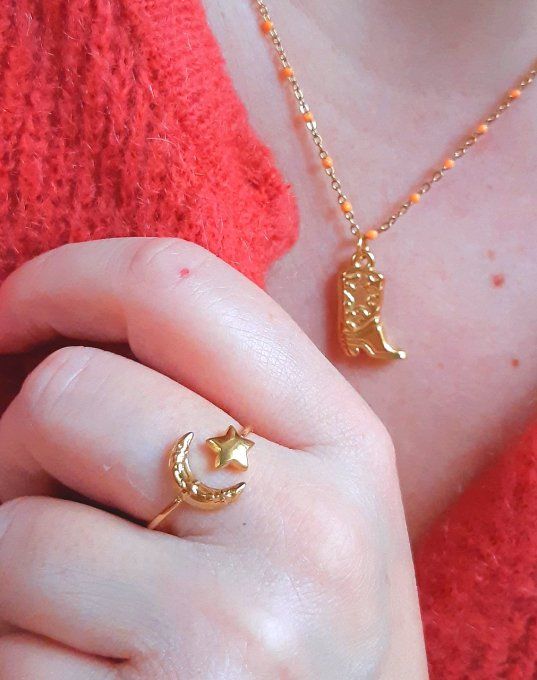 Bague en acier dorée Moka