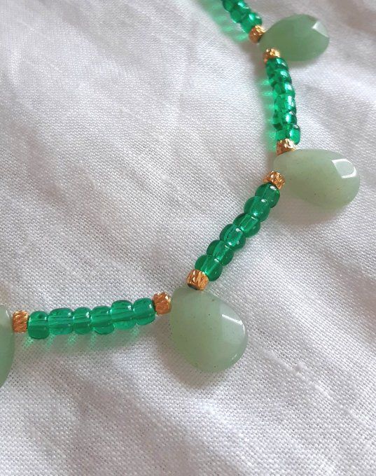 Collier acier doré et aventurine Paradisio