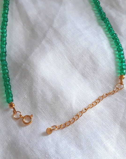 Collier acier doré et aventurine Paradisio