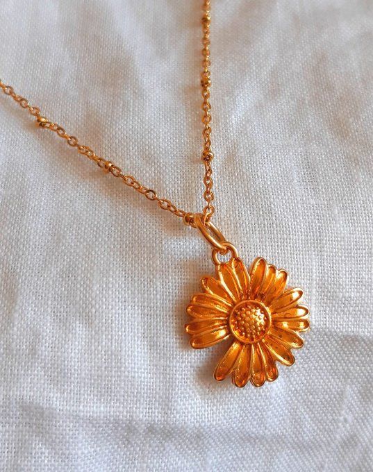 Collier acier doré Flowers
