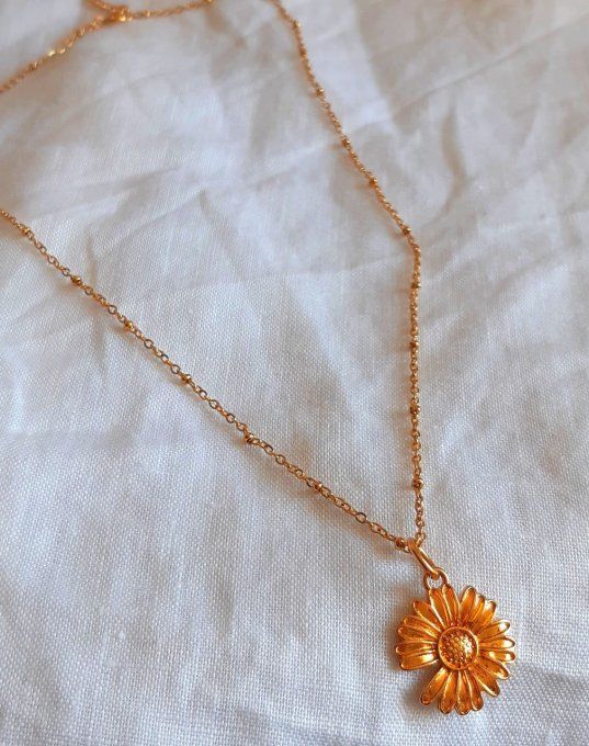 Collier acier doré Flowers