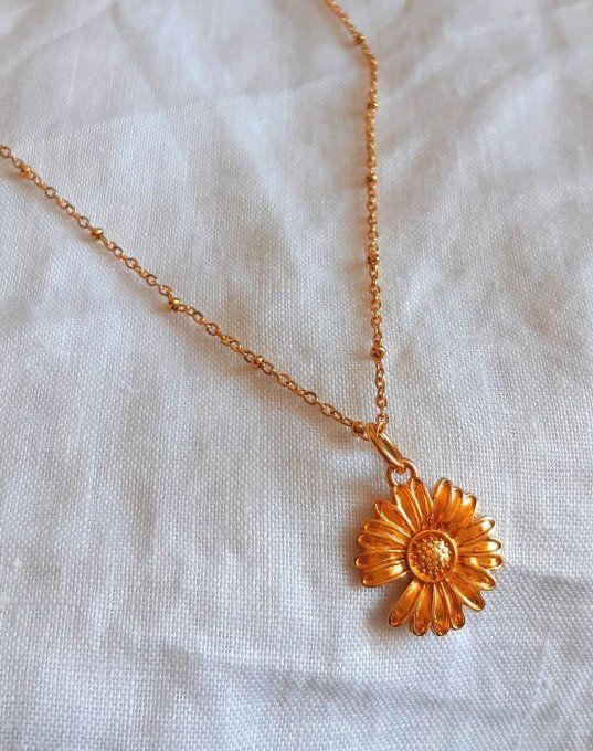 Collier acier doré Flowers