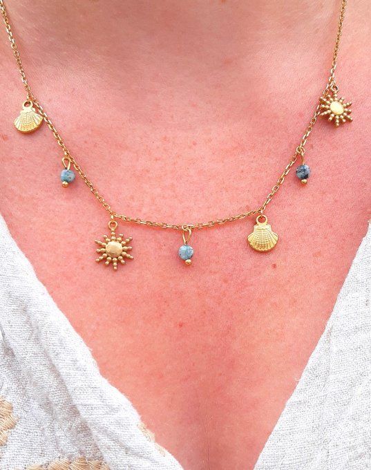 Collier acier doré Malaga