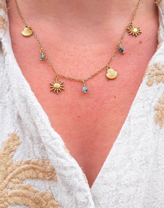Collier acier doré Malaga