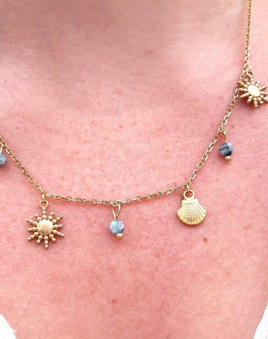 Collier acier doré Malaga